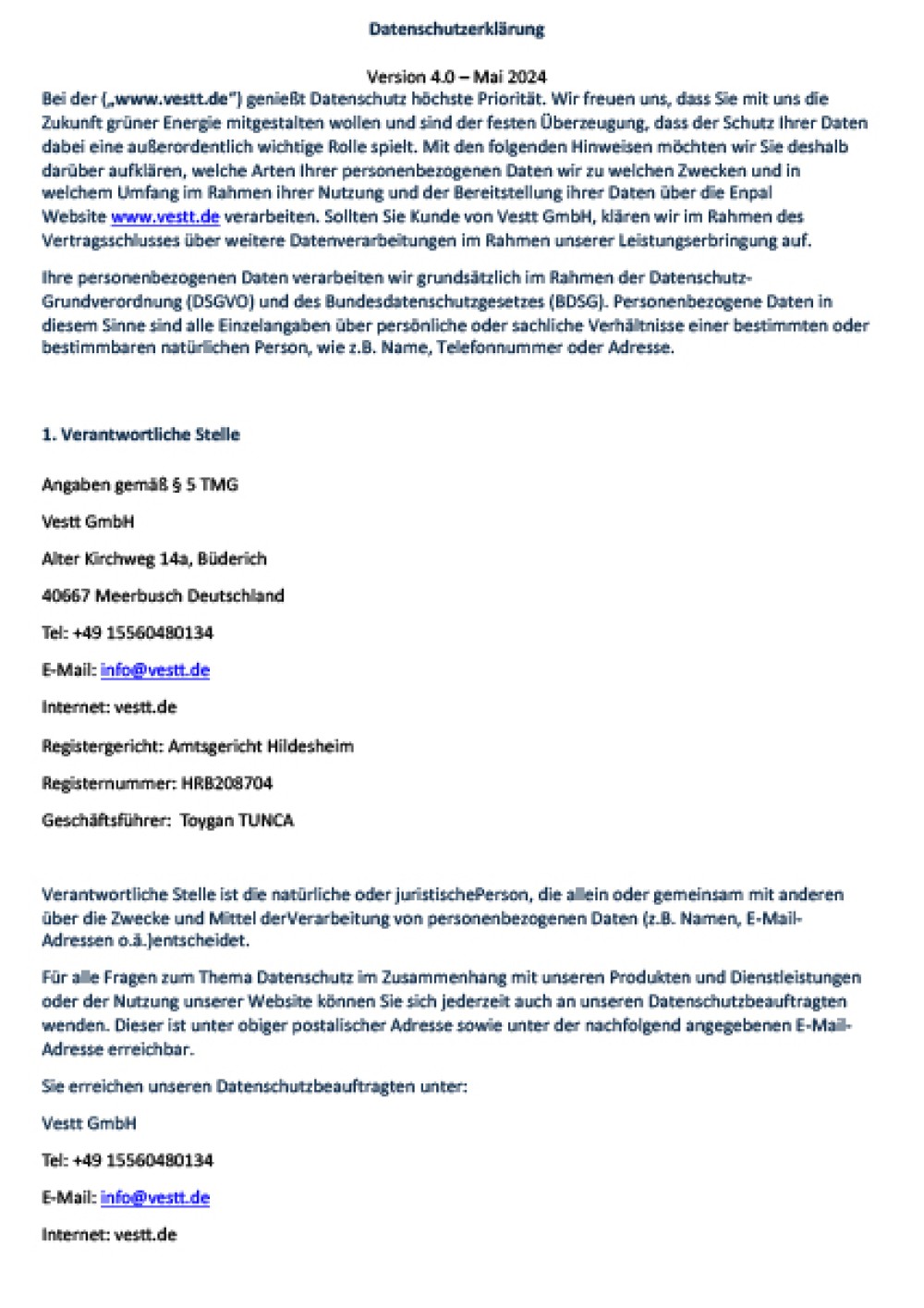 Datenschutzerklärung